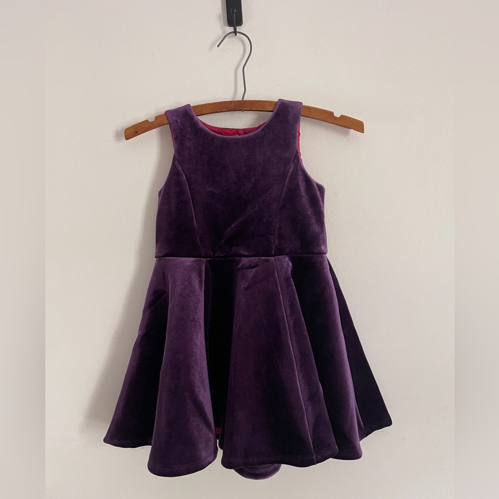 Genuine Kids Purple Velvet Dress Girls 5T Fuchsia Lining Fancy Christmas Jumper